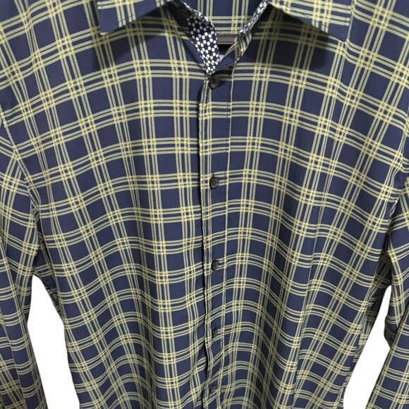 CON.STRUCT Button Up Shirt Slim Fit 4-way Stretch Check Mens Large XL - Picture 6 of 7